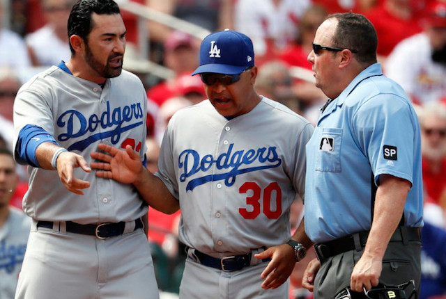 Adrian-gonzalez-dave-roberts-umpire