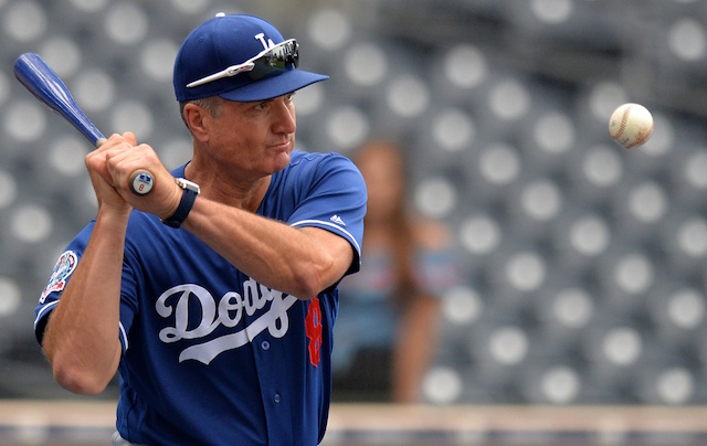 Los Angeles Dodgers bench coach Bob Geren during batting practice at Petco Park