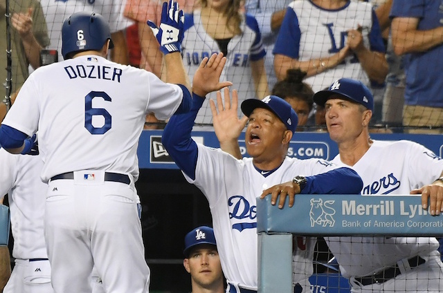 Brian Dozier, Bob Geren, Dave Roberts, Alex Wood