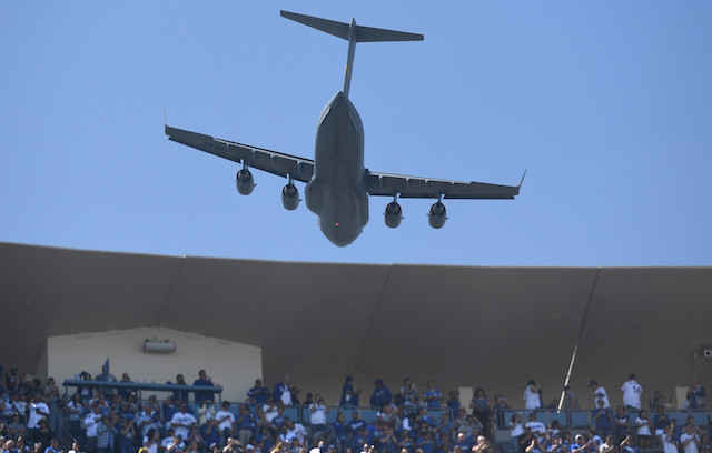 Dodger Stadium, 2019 Opening Day, flyover