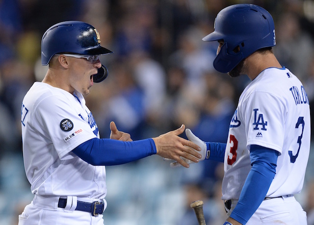 Los Angeles Dodgers teammates Kiké Hernandez and Chris Taylor