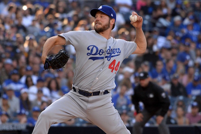 Los Angeles Dodgers pitcher Rich Hill against the San Diego Padres