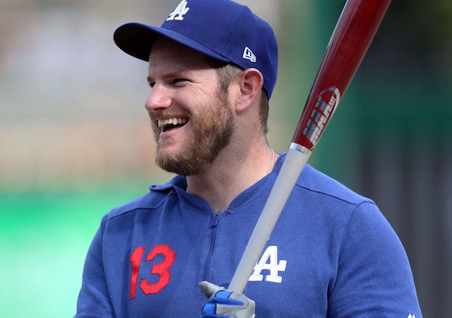 Los Angeles Dodgers infielder Max Muncy during batting practice at PNC Park