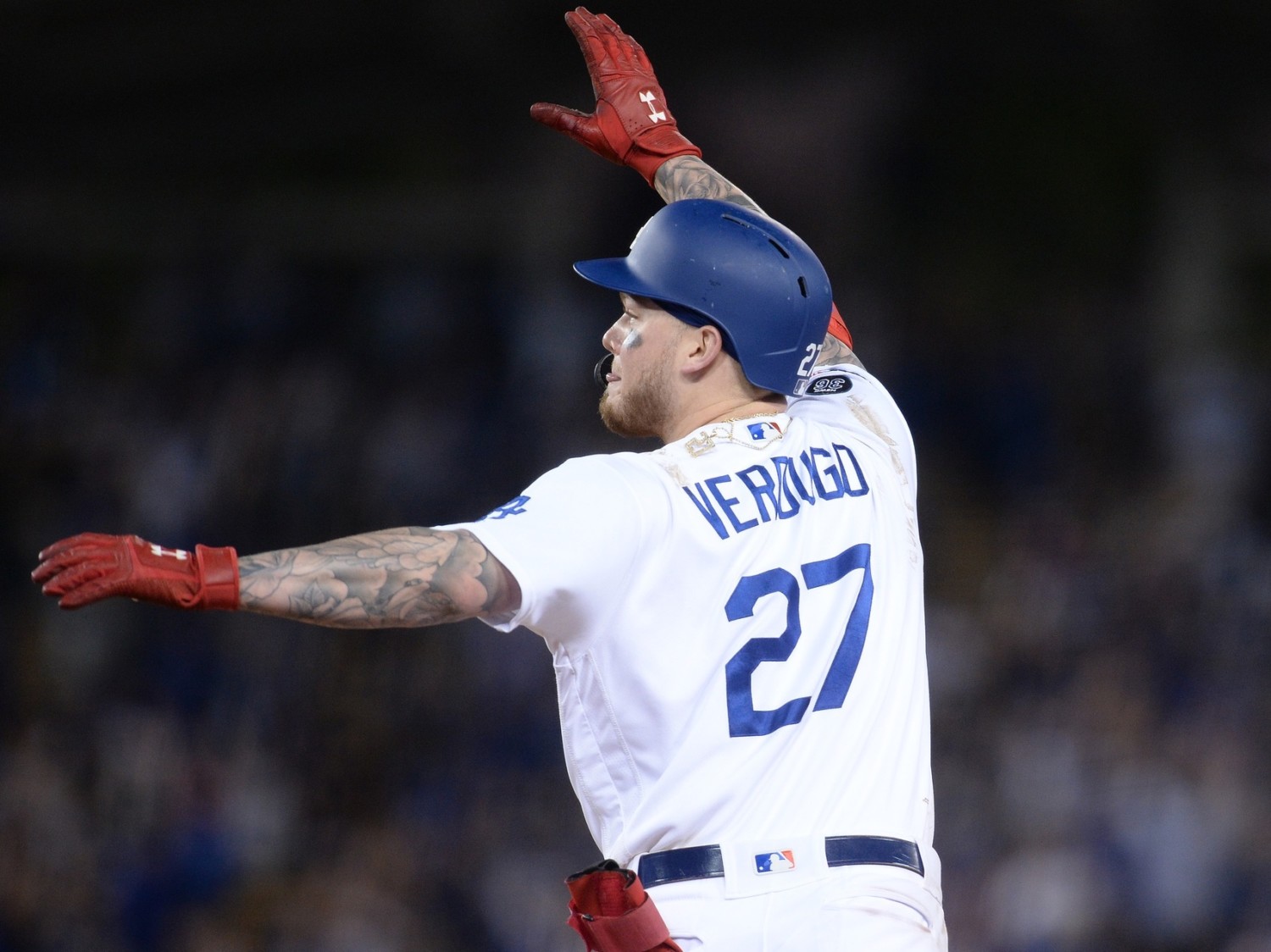 Los Angeles Dodgers outfielder Alex Verdugo hits a walk-off home run