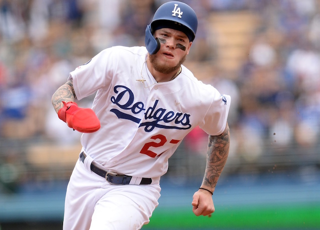 Los Angeles Dodgers outfielder Alex Verdugo runs the bases