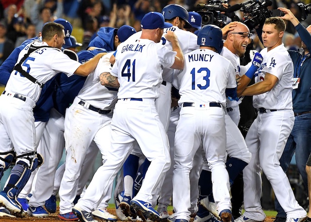 Austin Barnes, Matt Beaty, Kyle Garlick, Max Muncy, Joc Pederson, Dodgers walk-off win