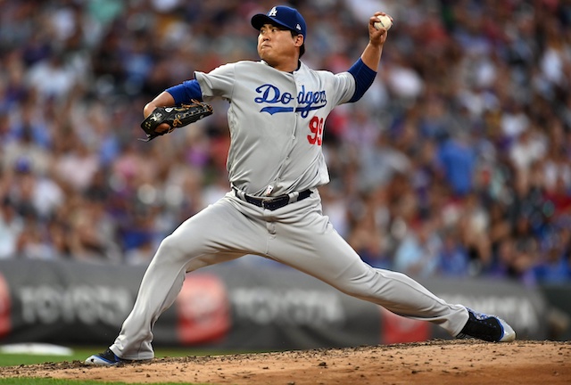 Los Angeles Dodgers starting pitcher Hyun-Jin Ryu against the Colorado Rockies