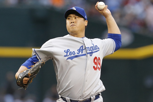 Los Angeles Dodgers starting pitcher Hyun-Jin Ryu against the Arizona Diamondbacks