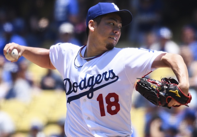 Los Angeles Dodgers starting pitcher Kenta Maeda against the Colorado Rockies