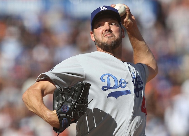 Los Angeles Dodgers starting pitcher Rich Hill against the San Francisco Giants