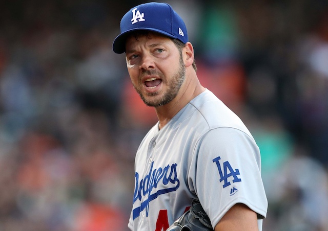 Los Angeles Dodgers starting pitcher Rich Hill against the San Francisco Giants