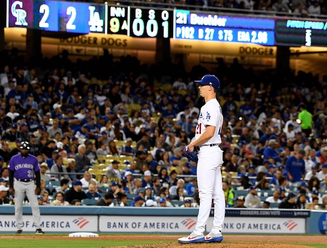 Los Angeles Dodgers starting pitcher Walker Buehler against the Colorado Rockies