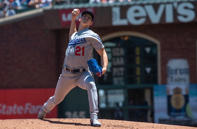 Los Angeles Dodgers starting pitcher Walker Buehler against the San Francisco Giants