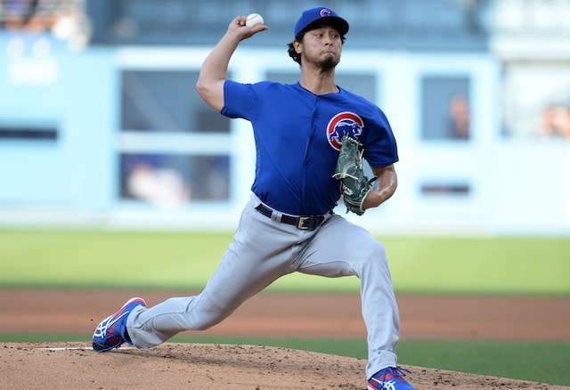 Chicago Cubs starting pitcher Yu Darvish at Dodger Stadium