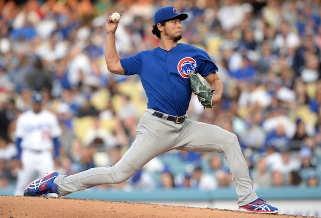 Chicago Cubs starting pitcher Yu Darvish at Dodger Stadium