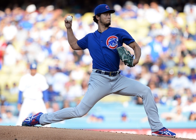 Chicago Cubs starting pitcher Yu Darvish at Dodger Stadium