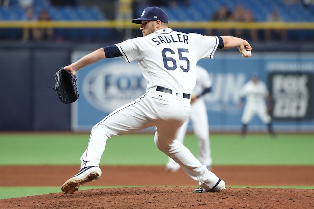 Tampa Bay Rays relief pitcher Casey Sadler was traded to the Los Angeles Dodgers