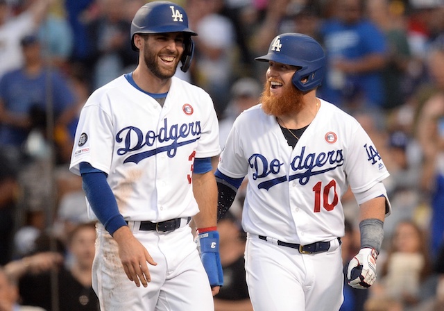 Los Angeles Dodgers teammates Chris Taylor and Justin Turner