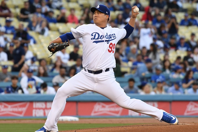 Los Angeles Dodgers starting pitcher Hyun-Jin Ryu against the Miami Marlins