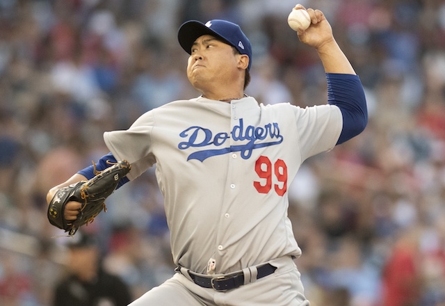 Los Angeles Dodgers starting pitcher Hyun-Jin Ryu against the Washington Nationals