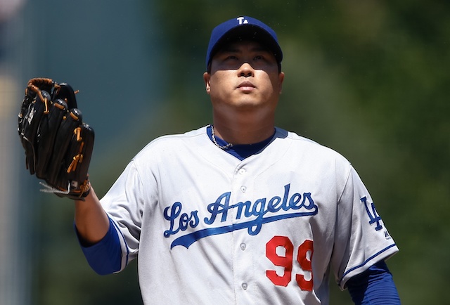 Los Angeles Dodgers pitcher Hyun-Jin Ryu against the Colorado Rockies