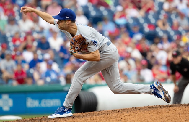 Los Angeles Dodgers relief pitcher Joe Kelly against the Philadelphia Phillies