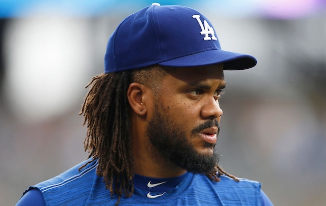 Los Angeles Dodgers closer Kenley Jansen during batting practice at Coors Field