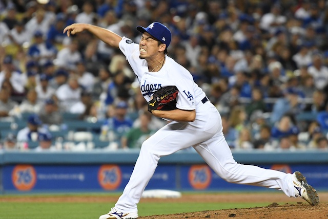 Los Angeles Dodgers pitcher Kenta Maeda makes a relief appearance against the Miami Marlins