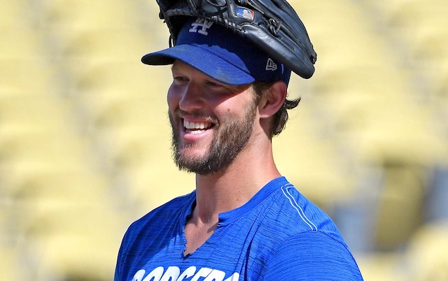 Los Angeles Dodgers pitcher Clayton Kershaw during batting practice