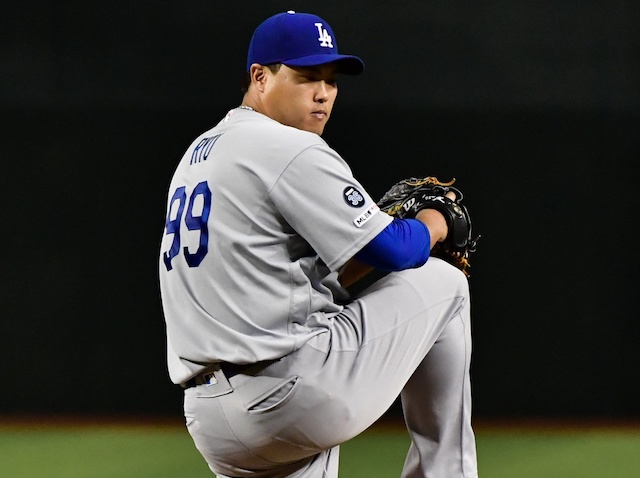 Los Angeles Dodgers pitcher Hyun-Jin Ryu against the Arizona Diamondbacks