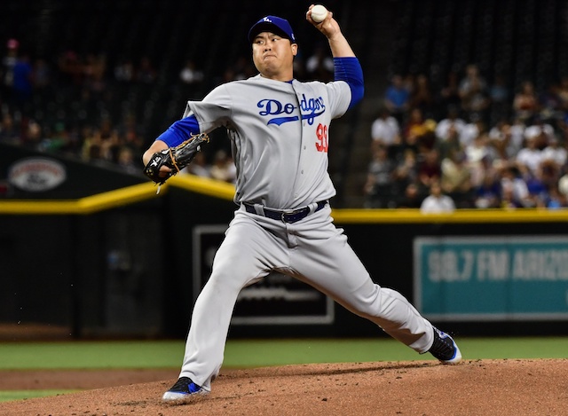 Los Angeles Dodgers pitcher Hyun-Jin Ryu against the Arizona Diamondbacks