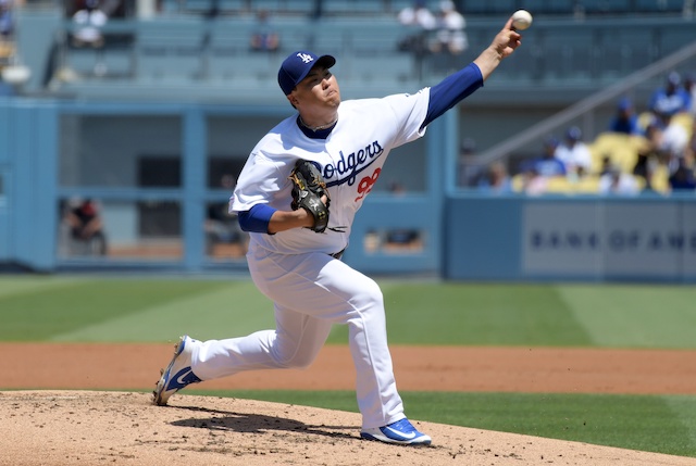 Los Angeles Dodgers starting pitcher Hyun-Jin Ryu against the Arizona Diamondbacks