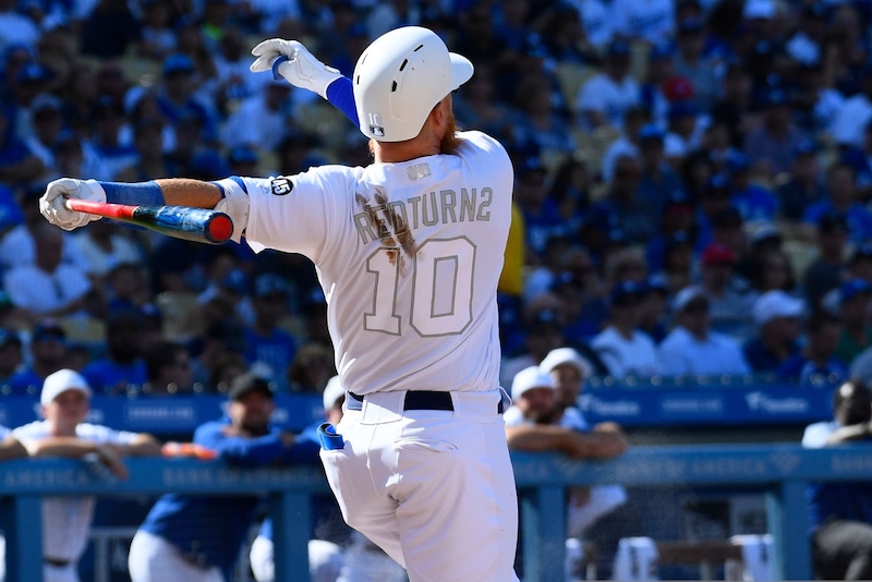 Los Angeles Dodgers third baseman Justin Turner at bat against the New York Yankees