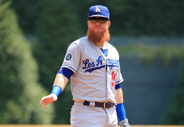 Los Angeles Dodgers third baseman Justin Turner during a game against the Atlanta Braves