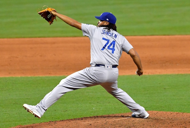 Los Angeles Dodgers closer Kenley Jansen against the Miami Marlins