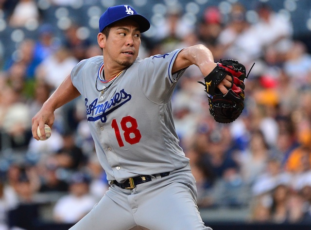 Los Angeles Dodgers pitcher Kenta Maeda against the San Diego Padres