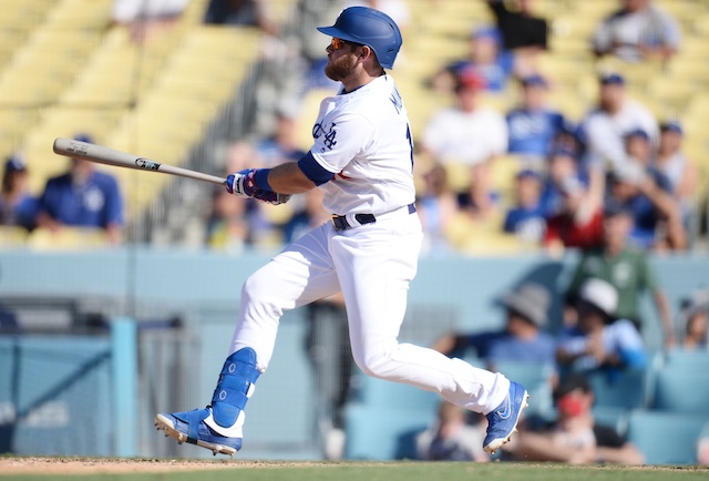 Los Angeles Dodgers infielder Max Muncy hits a walk-off two-run double