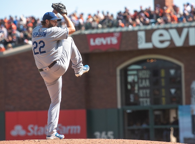 Los Angeles Dodgers starting pitcher Clayton Kershaw against the San Francisco Giants