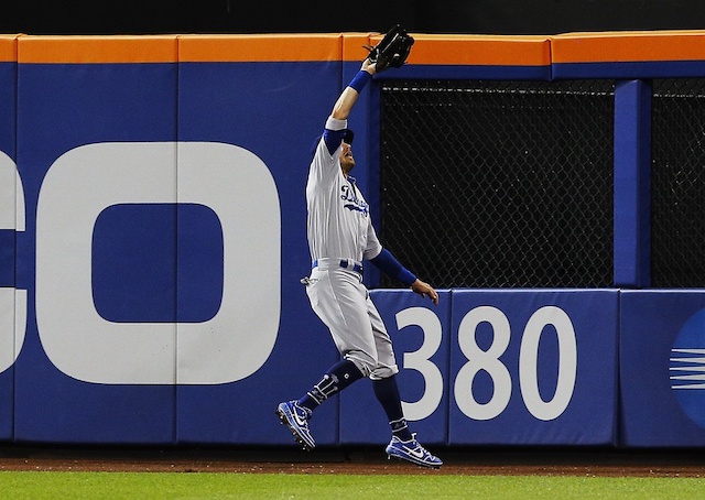 Los Angeles Dodgers All-Star Cody Bellinger makes a catch on the warning track