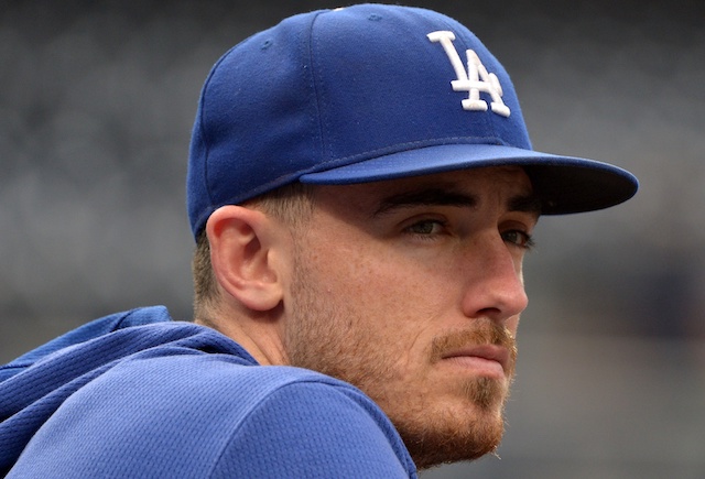 Los Angeles Dodgers All-Star Cody Bellinger looks on during batting practice at Petco Park