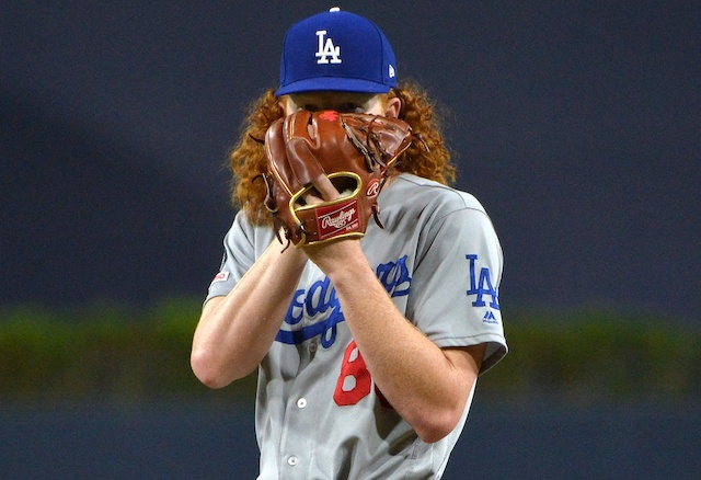 Los Angeles Dodgers pitcher Dustin May against the San Diego Padres