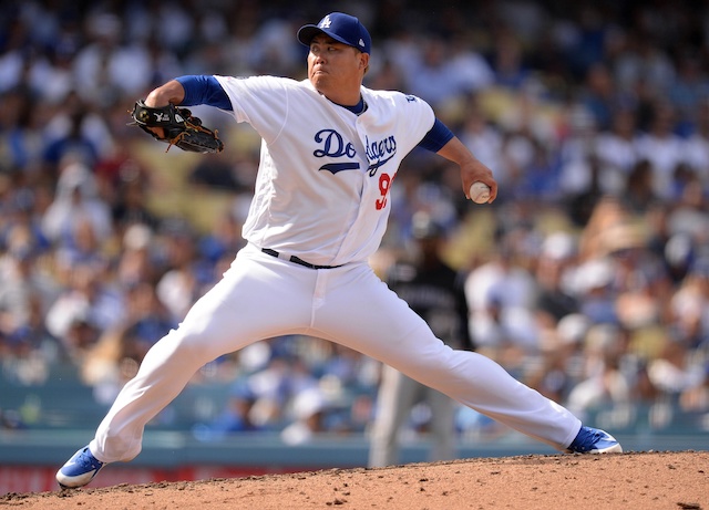 Los Angeles Dodgers starting pitcher Hyun-Jin Ryu against the Colorado Rockies