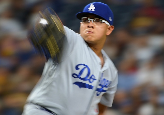 Los Angeles Dodgers pitcher Julio Urias against the San Diego Padres