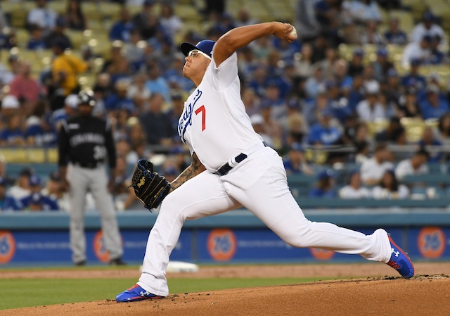 Los Angeles Dodgers pitcher Julio Urias against the Colorado Rockies