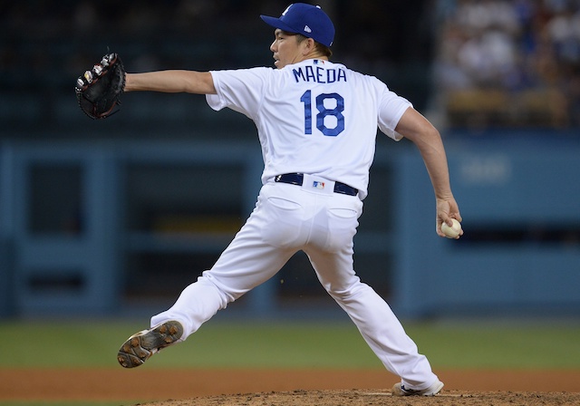 Los Angeles Dodgers pitcher Kenta Maeda against the Colorado Rockies