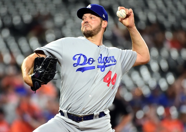 Los Angeles Dodgers pitcher Rich Hill during a start against the Baltimore Orioles