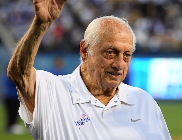 Former Los Angeles Dodgers manager on Tommy Lasorda bobblehead night at Dodger Stadium