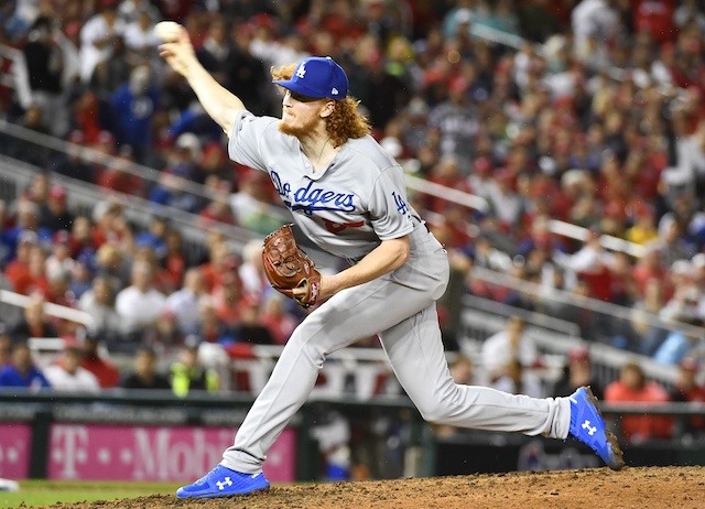 Los Angeles Dodgers pitcher Dustin May in Game 4 of the 2019 NLDS