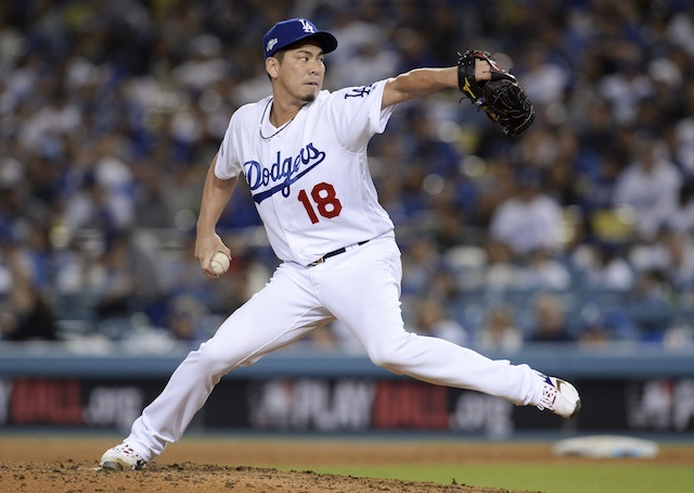 Los Angeles Dodgers pitcher Kenta Maeda against the Washington Nationals in Game 1 of the 2019 NLDS