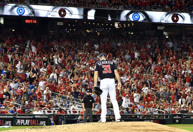 Washington Nationals starting pitcher Max Scherzer in Game 4 of the 2019 NLDS